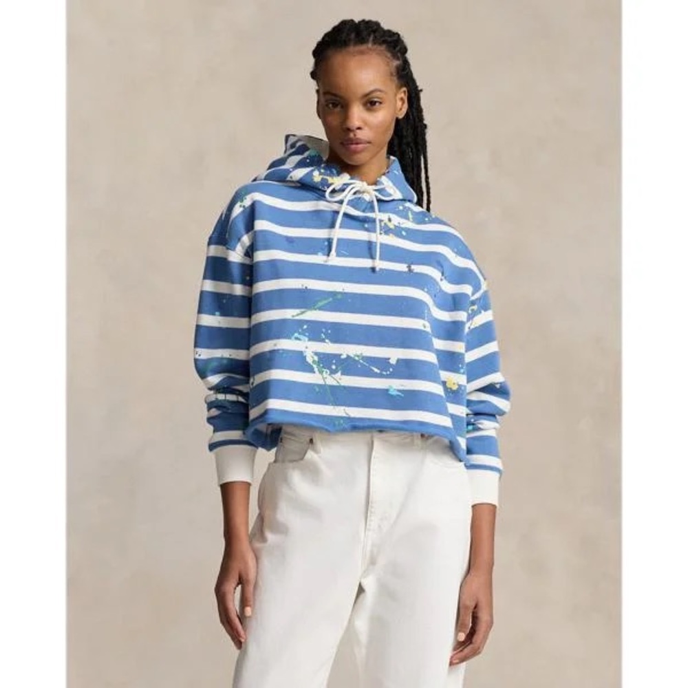 Polo Ralph lauren paint splatter stripe hoodie small NWT